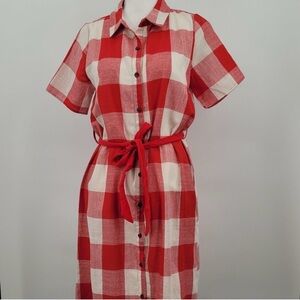 Polagram Red Gingham Button Up Tie Dress Backyard BBQ
